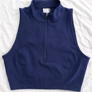 Oner Active Navy Blue Zip Mock Neck Crop Top
